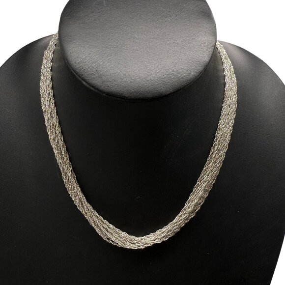 New Multi-Strand Chain Choker Layered Necklace Silver Tone Minimalist Classic - Picture 2 of 5